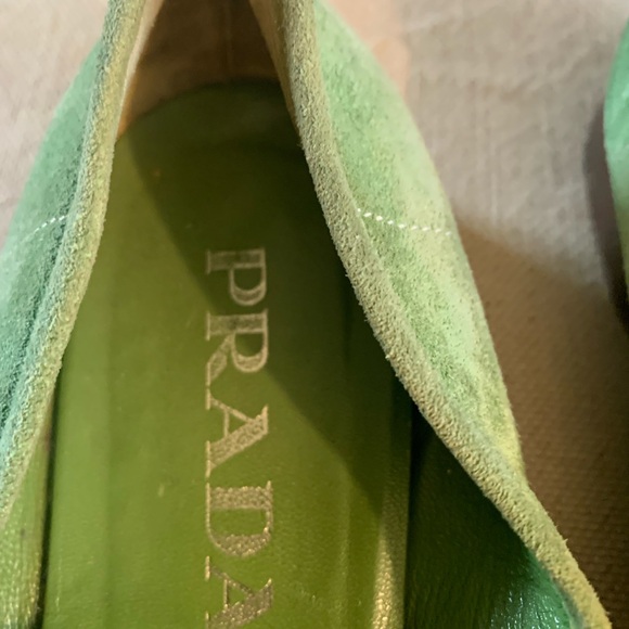 Designer PRADA Apple Green Suede Loafers w/ Leather Buckles.Sz 36 - Picture 8 of 10